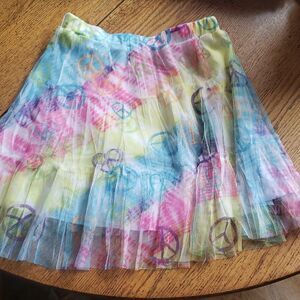 Xhilaration‎ Youth Girls Tie-Dye Mini Skirt Peace Graphic – Size M Casual Y2K